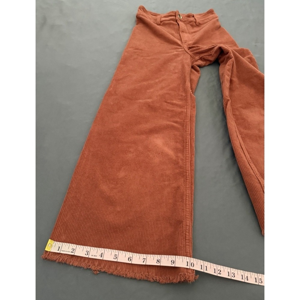 Billabong Corduroy Pants Women's 24 Orange High Waisted Wide Leg Boho Raw Hem - Picture 7 of 10